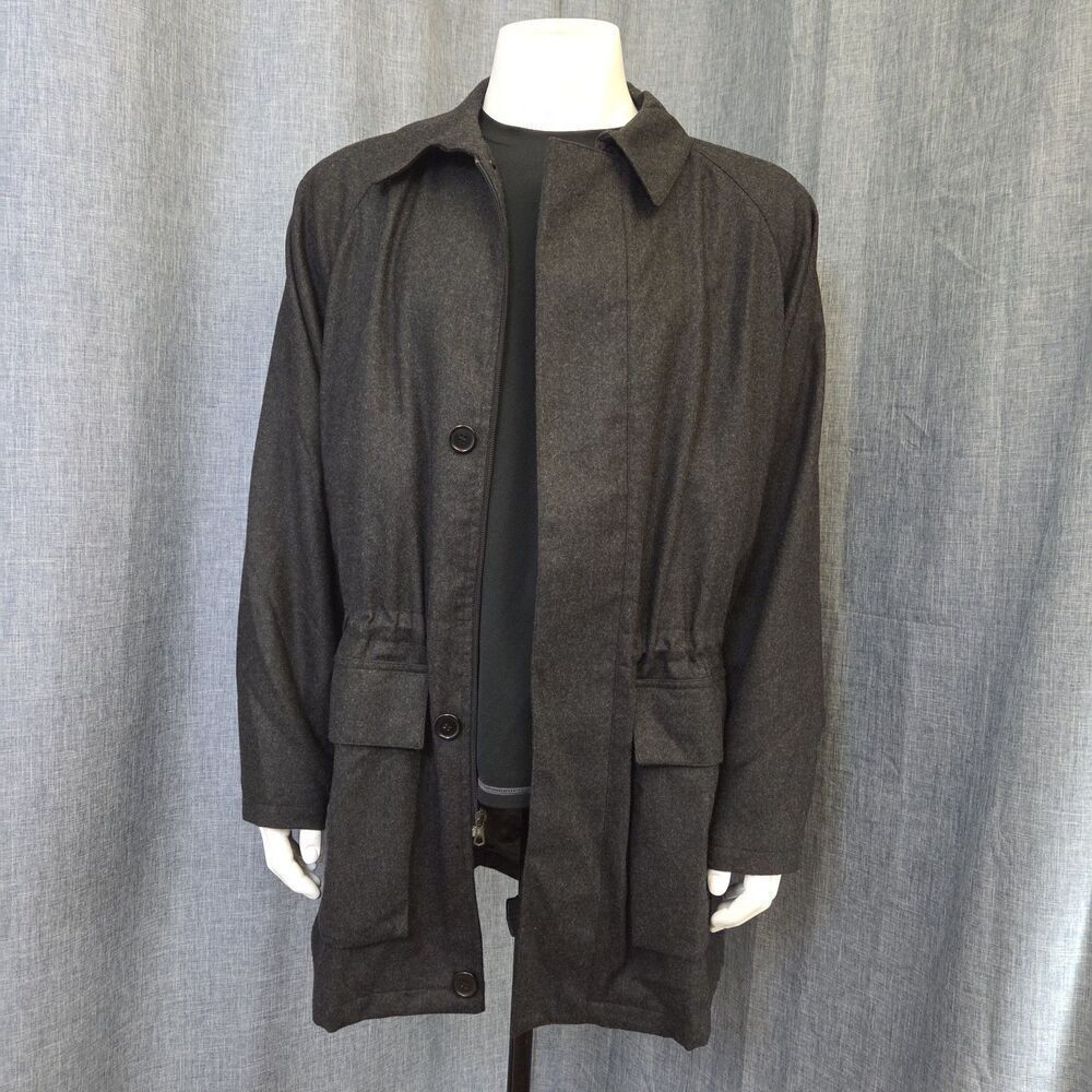 Battaglia Italy Men’s Car Coat Virgin Wool Chore Style Charcoal Gray 44R